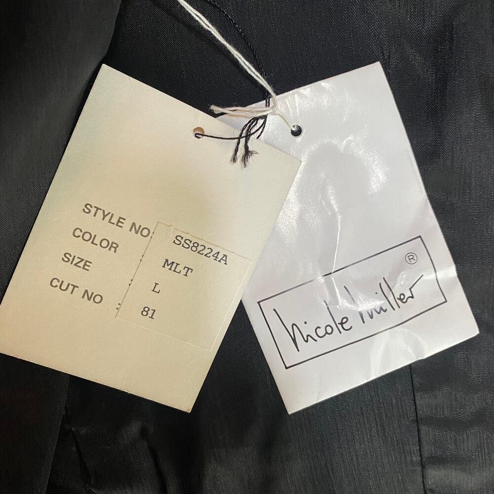 Vintage 90s Nicole Miller Silk Vest Australia Pattern Black Blue Red NEW Large - Picture 12 of 12